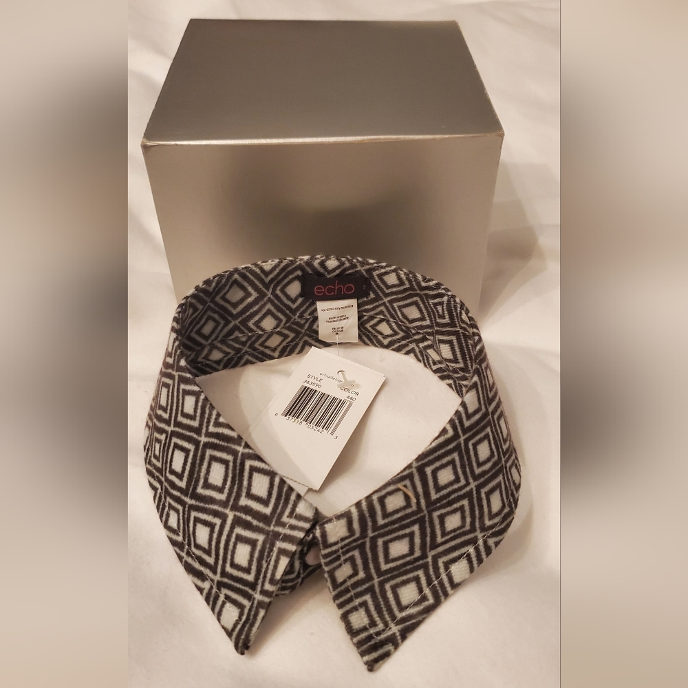 ECHO design - detachable faux collar eclectic two tone print 100%polyester